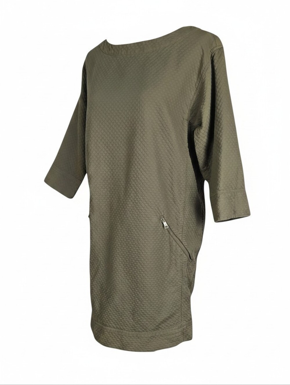 GAP Olive Green Textured Shift Dress with Zip Pockets Minimalist Women's Size S